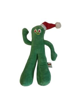 Multipet Pet Holiday Santa Gumby 9" Squeak Dog Toy Green Christmas Themed Hat